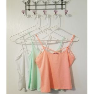 BUNDLE: 3 camis, medium, white, coral, mint